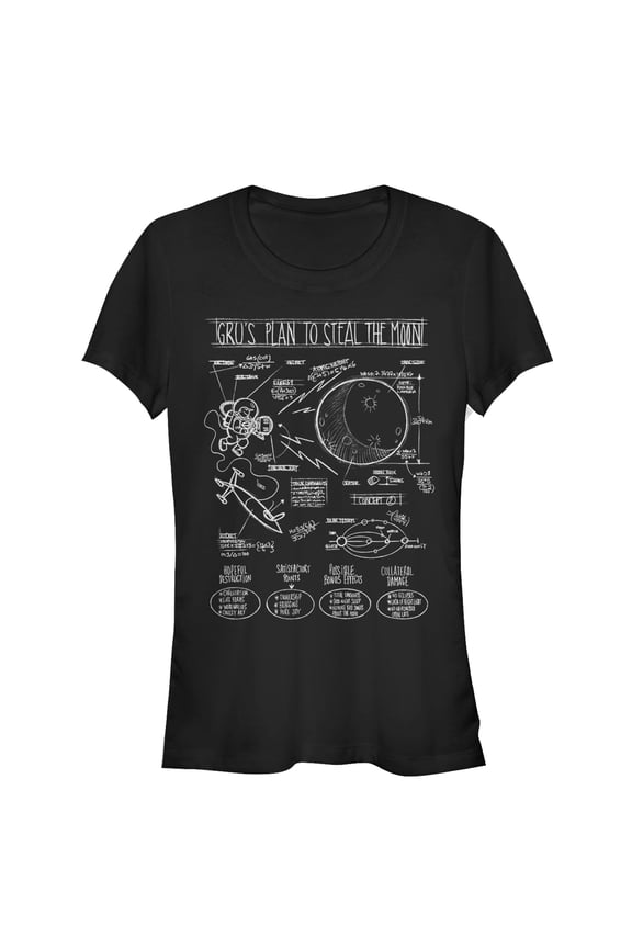 Junior's Despicable Me Gru Plans to Steal Moon Graphic Tee Black Large