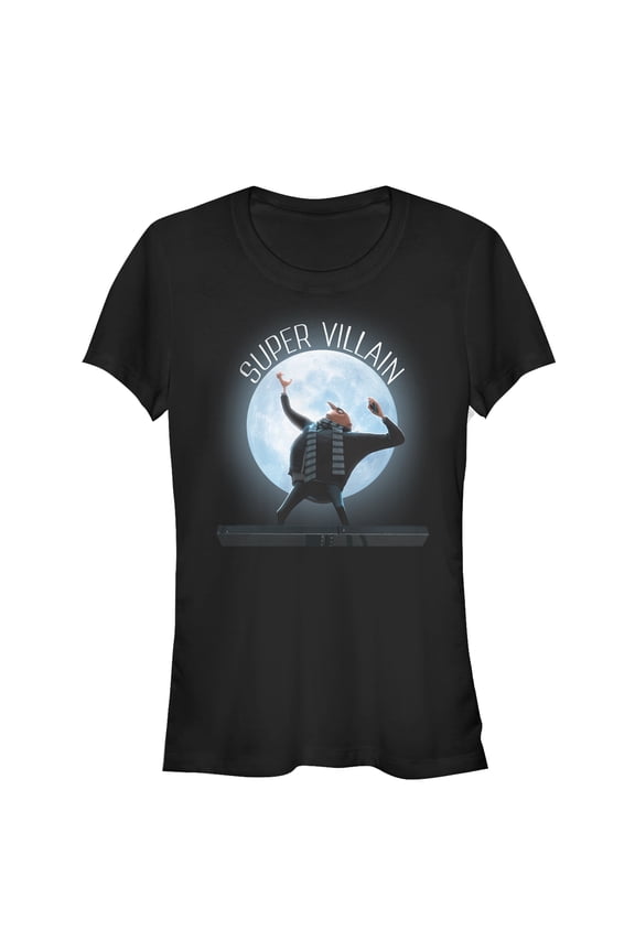 Junior's Despicable Me Gru Supervillain Moon Graphic Tee Black Small