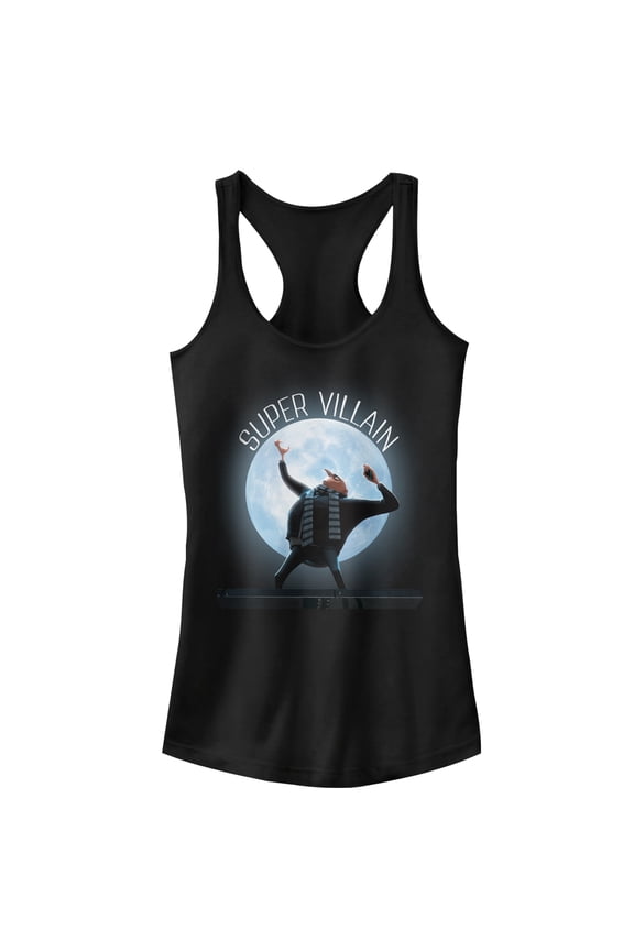 Junior's Despicable Me Gru Supervillain Moon Racerback Tank Top Black Medium