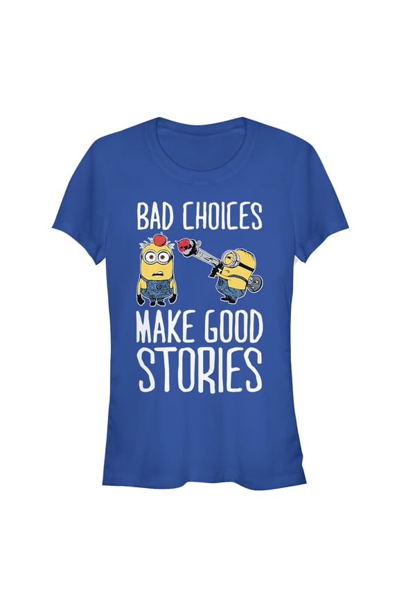 Junior's Despicable Me Minion Bad Choices Graphic Tee Royal Blue 2X Large