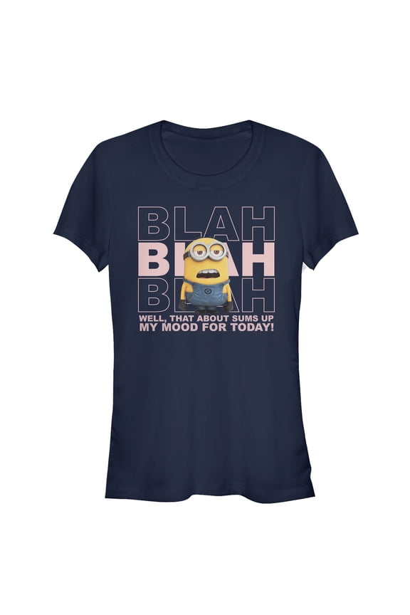 Junior's Despicable Me Minion Blah Mood Graphic Tee Navy Blue Small