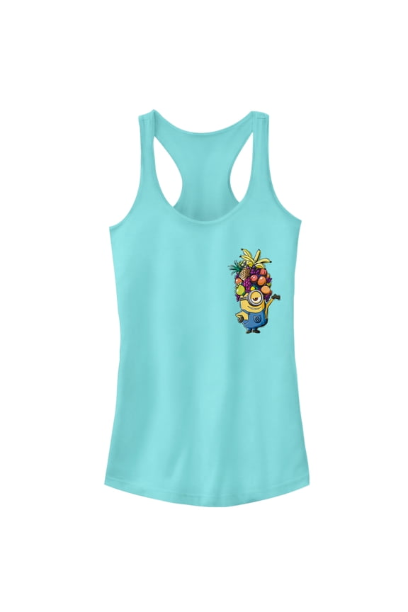 Junior's Despicable Me Minion Fruit Hat Racerback Tank Top Cancun Small