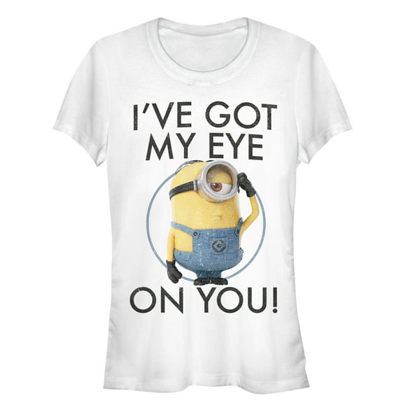Junior's Despicable Me Minion Got Eye on You  Graphic Tee White Small