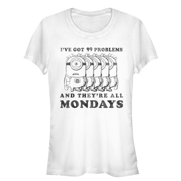 Junior's Despicable Me Minion Monday Problems  Graphic Tee White Medium
