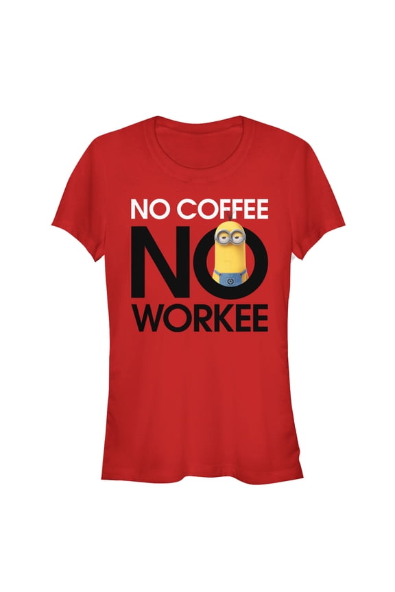 Junior's Despicable Me Minion No Coffee  Graphic Tee Red Medium