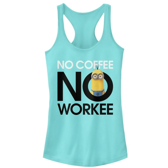 Junior's Despicable Me Minion No Coffee  Racerback Tank Top Cancun Medium