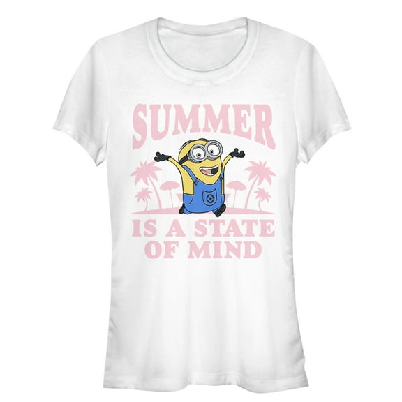 Junior's Despicable Me Minion Summer State of Mind  Graphic Tee White X Large