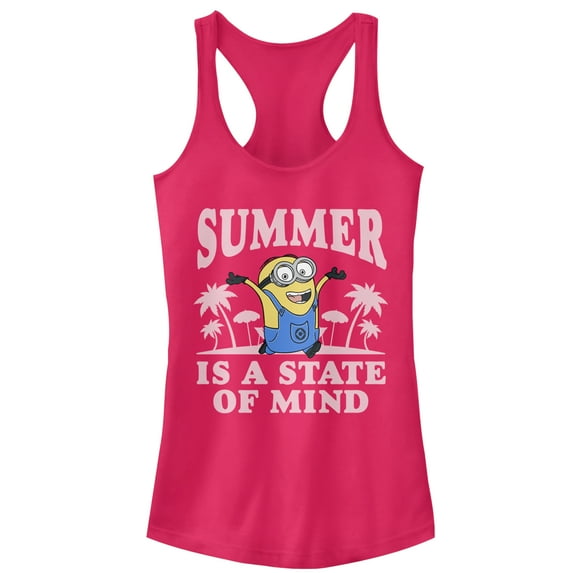 Junior's Despicable Me Minion Summer State of Mind Racerback Tank Top Dark Pink 2X Large