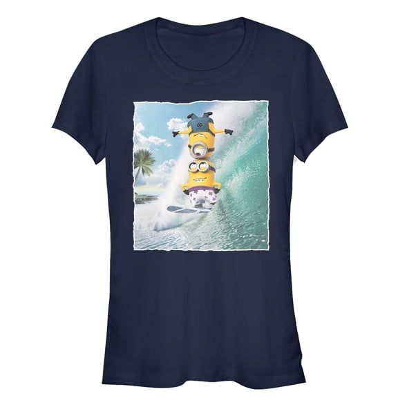 Junior's Despicable Me Minion Surf Tricks Graphic Tee Navy Blue Small