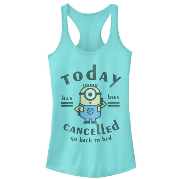 Junior's Despicable Me Minion Today Cancelled Racerback Tank Top Cancun Large