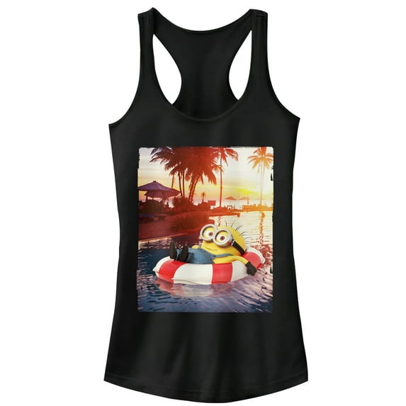Junior's Despicable Me Minion Tropical Vacation Racerback Tank Top Black Small