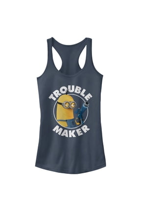 Junior's Despicable Me Minion Trouble Maker  Racerback Tank Top Indigo X Large