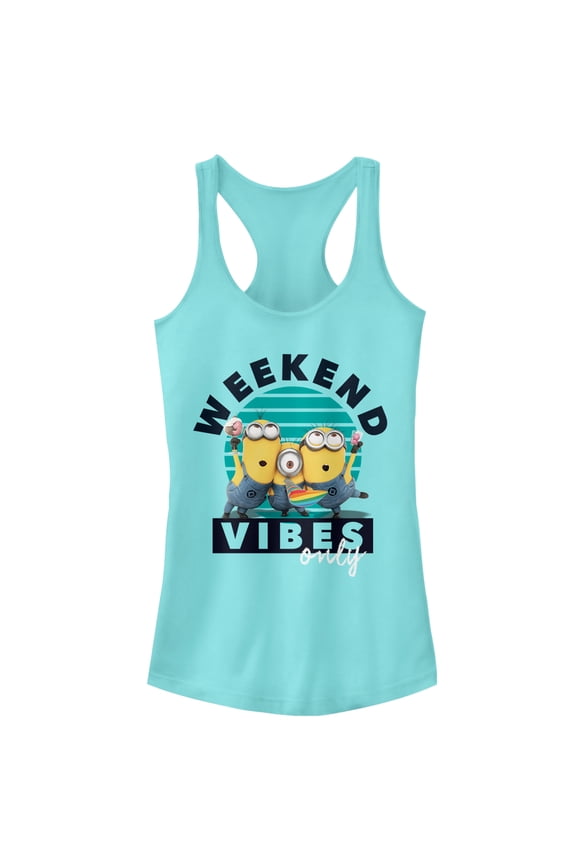 Junior's Despicable Me Minion Weekend Vibes  Racerback Tank Top Cancun Large