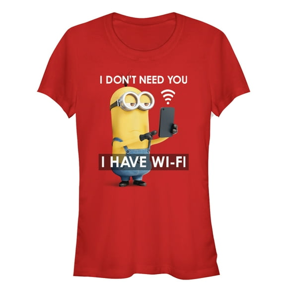 Junior's Despicable Me Minion Wi-Fi  Graphic Tee Red Medium