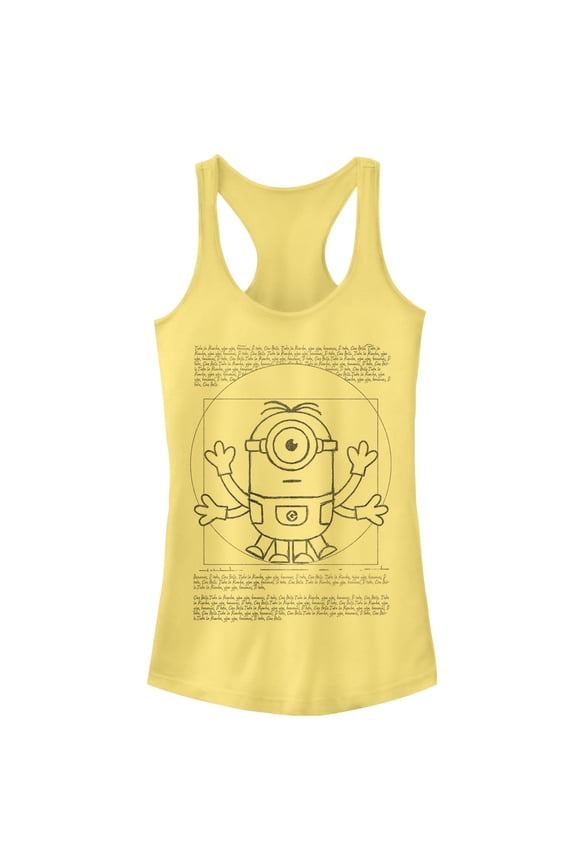 Junior's Despicable Me Minion da Vinci Man Racerback Tank Top Banana Large