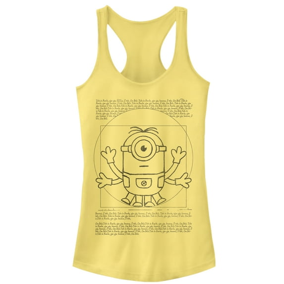 Junior's Despicable Me Minion da Vinci Man Racerback Tank Top Banana X Large