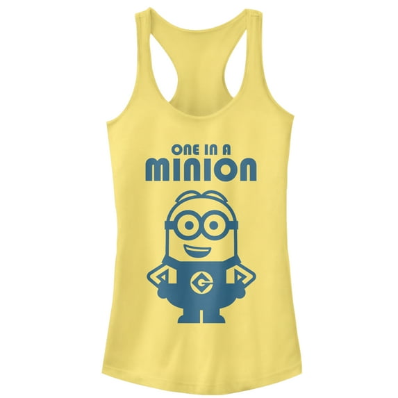 Junior's Despicable Me One in Minion Smile Racerback Tank Top Banana Small