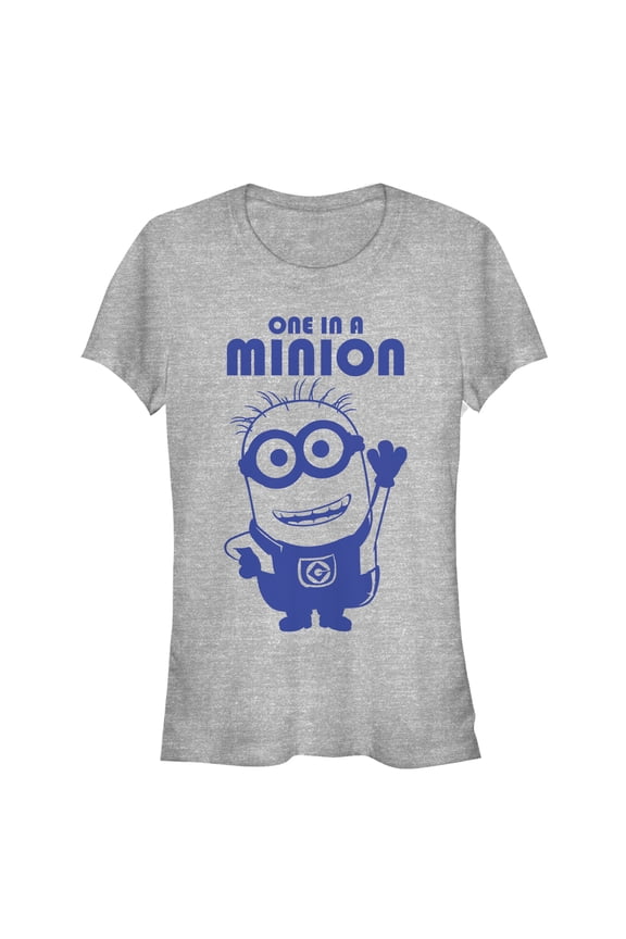 Junior's Despicable Me One in Minion Wave Graphic Tee Athletic Heather Small