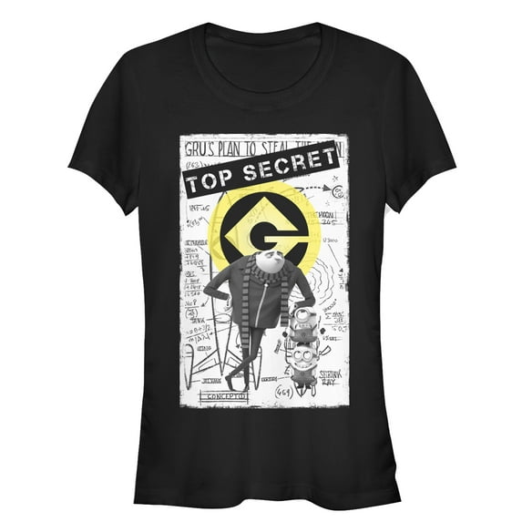 Junior's Despicable Me Top Secret Graphic Tee Black X Large