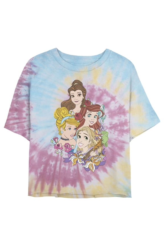 Junior's Disney Artistic Portrait Crop Graphic Tee Tie Dye X Large