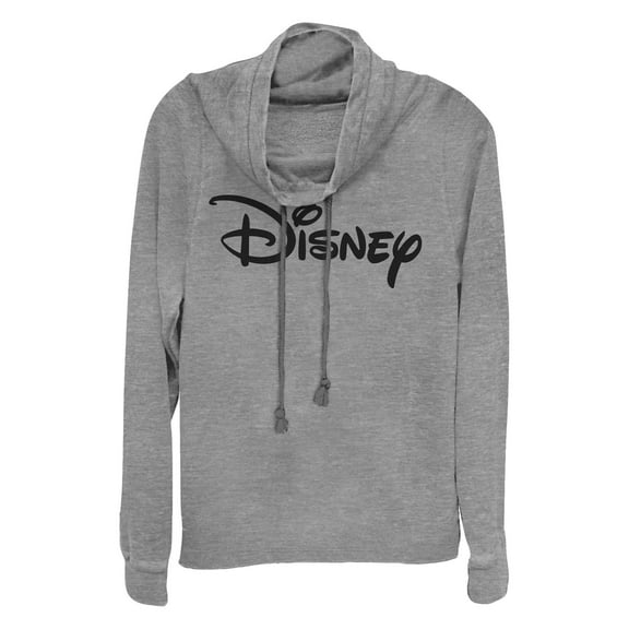 Junior's Disney Black and White Classic Logo Cowl Neck Sweatshirt