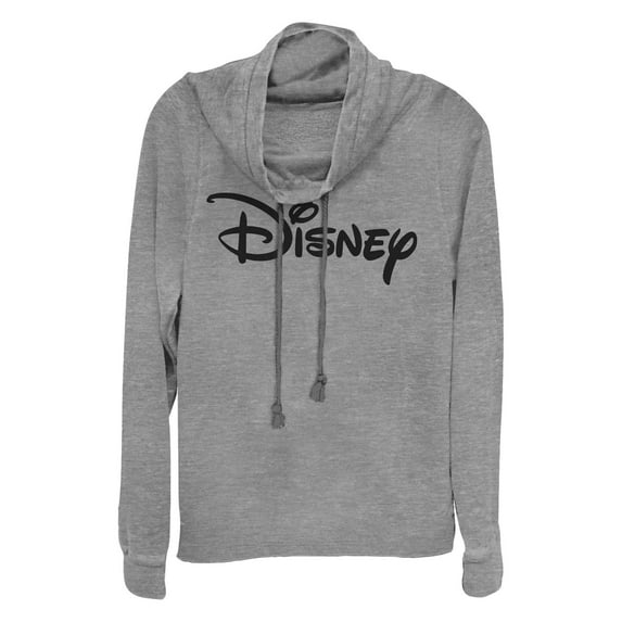 Junior's Disney Black and White Classic Logo Cowl Neck Sweatshirt