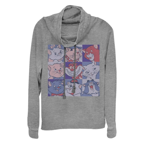 Junior's Disney Cats Portraits Cowl Neck Sweatshirt