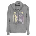 thumbnail image 1 of Junior's Disney Distressed Villains Poster Cowl Neck Sweatshirt Gray Heather Medium, 1 of 4