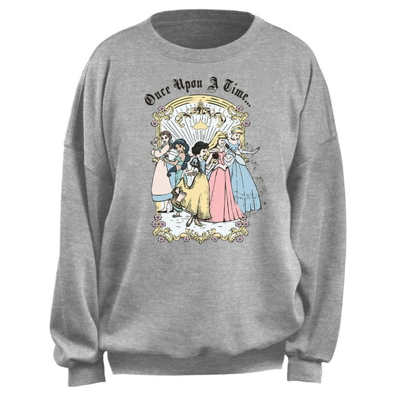 Junior's Disney Once Upon A Time Classic Group Sweatshirt Heather Gray Large