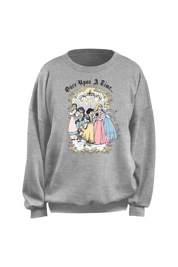 Junior's Disney Once Upon A Time Classic Group Sweatshirt Heather Gray Small