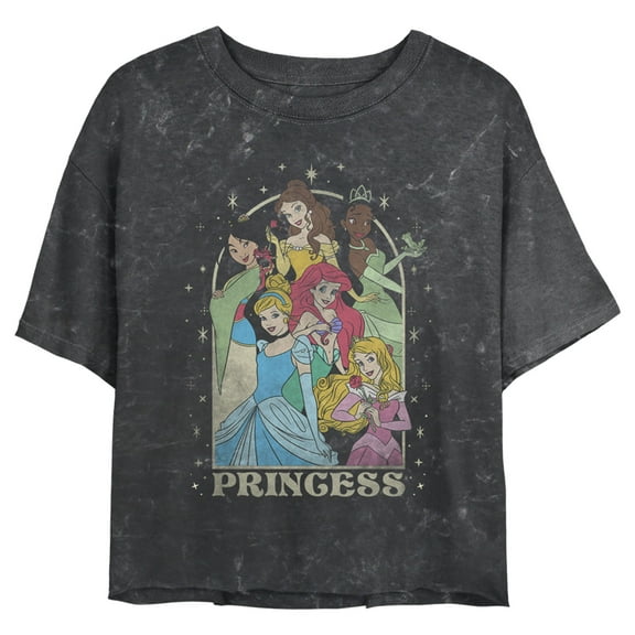Junior's Disney Princess Arch Crop Graphic Tee Black X Large