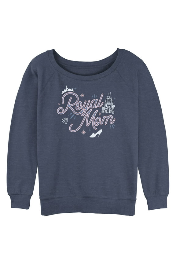 Junior's Disney Princess Royal Mom Sweatshirt Blue Heather Medium