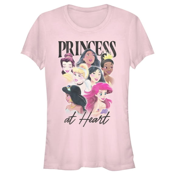 Junior's Disney Princess at Heart  Graphic Tee Light Pink Small