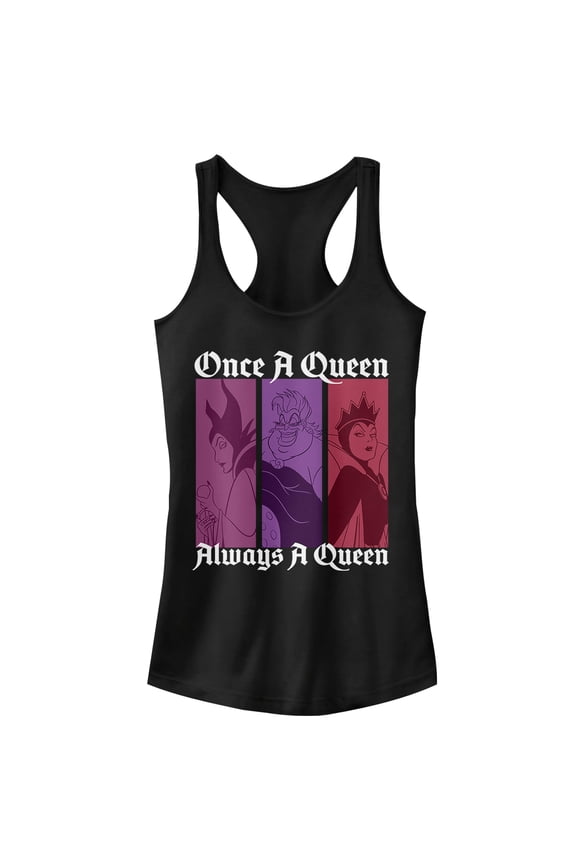 Junior's Disney Princesses Always a Queen Racerback Tank Top Black Small