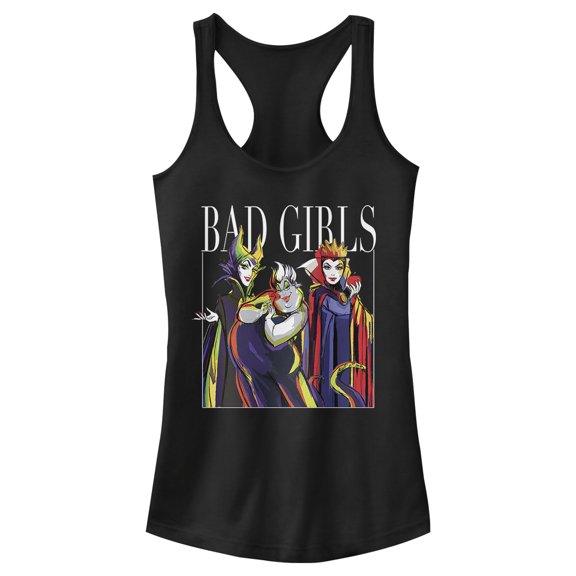 Junior's Disney Princesses Artistic Bad Girl  Racerback Tank Top Black Large