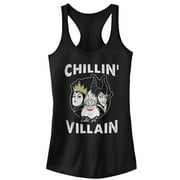 Junior's Disney Princesses Chillin' Like a Villain Frame Racerback Tank Top Black X Large