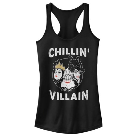 Junior's Disney Princesses Chillin' Like a Villain Frame Racerback Tank Top Black X Large