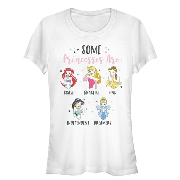 Junior's Disney Princesses Vintage Collage Graphic Tee White Small