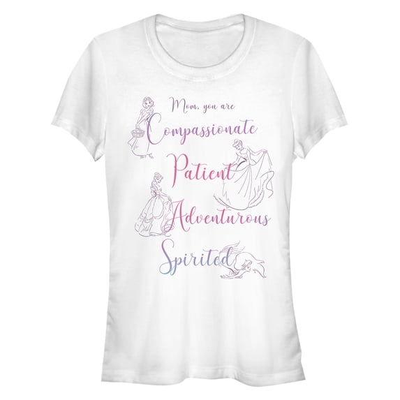 Junior's Disney Princesses Vintage Collage Graphic Tee White Small
