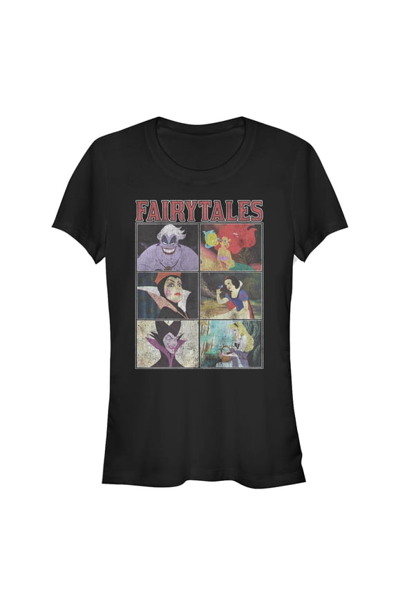 Junior's Disney Princesses Fairytale Evil Witches Graphic Tee Black Large