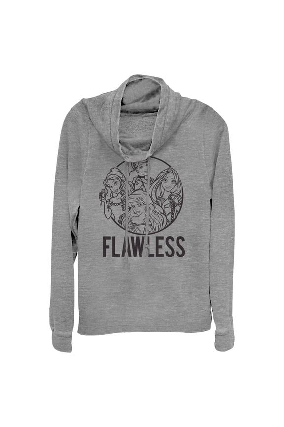 Junior's Disney Princesses Flawless Cowl Neck Sweatshirt Gray Heather X Large