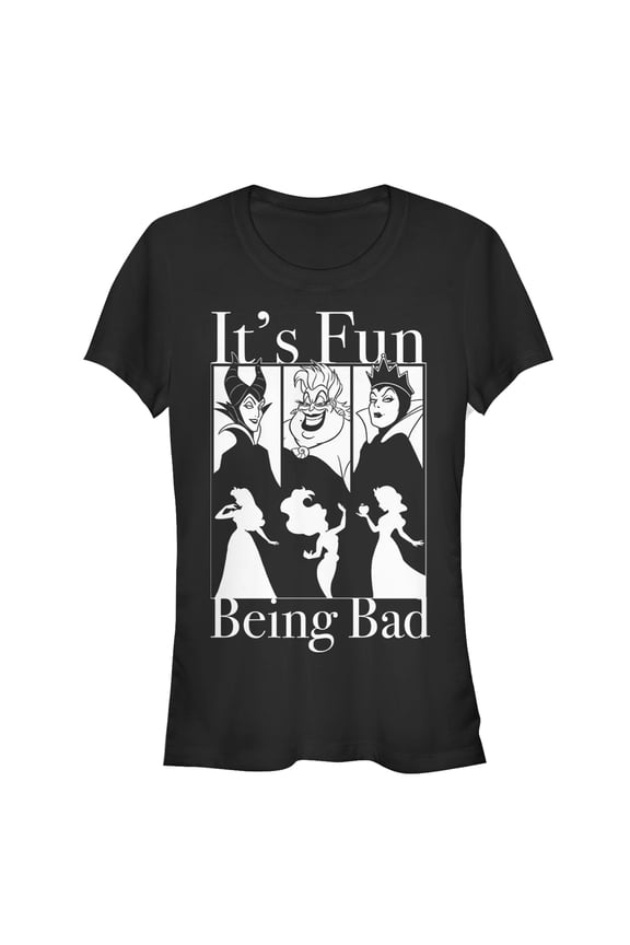 Junior's Disney Princesses Fun Being Bad Wicked Witches Graphic Tee Black Large
