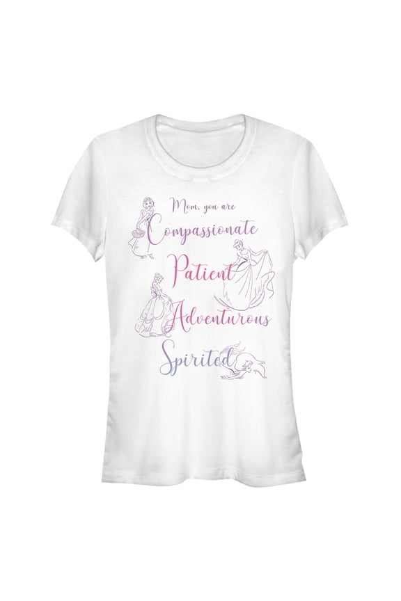 Junior's Disney Princesses Mom Qualities Graphic Tee White Large