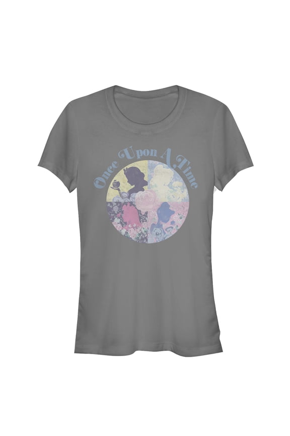 Junior's Disney Princesses Once Upon a Time Profile Graphic Tee Charcoal Large