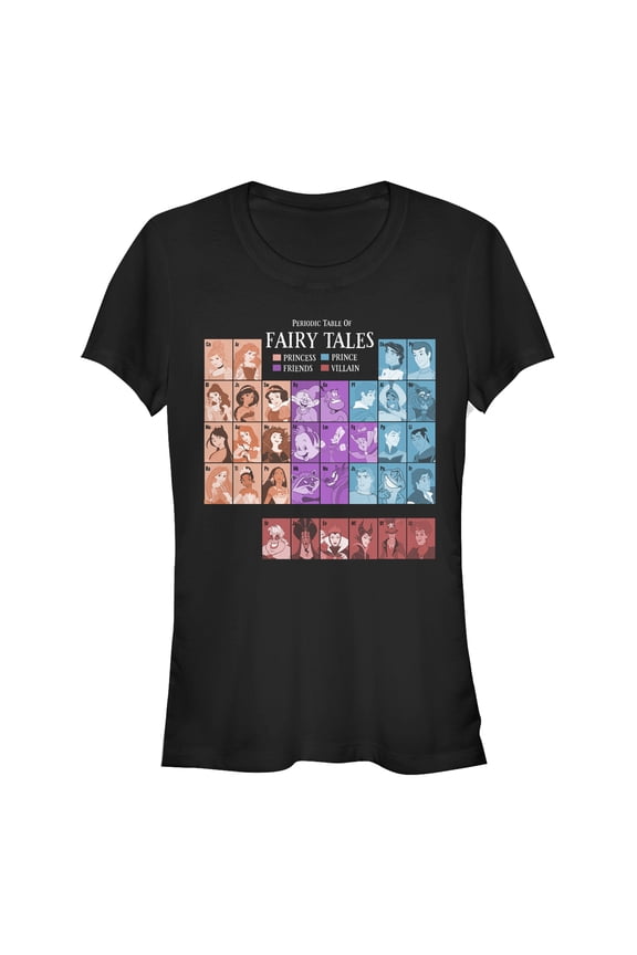 Junior's Disney Princesses Periodic Table Graphic Tee Black Medium