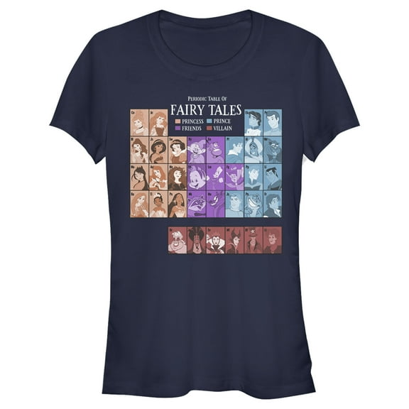 Junior's Disney Princesses Periodic Table Graphic Tee Navy Blue Medium