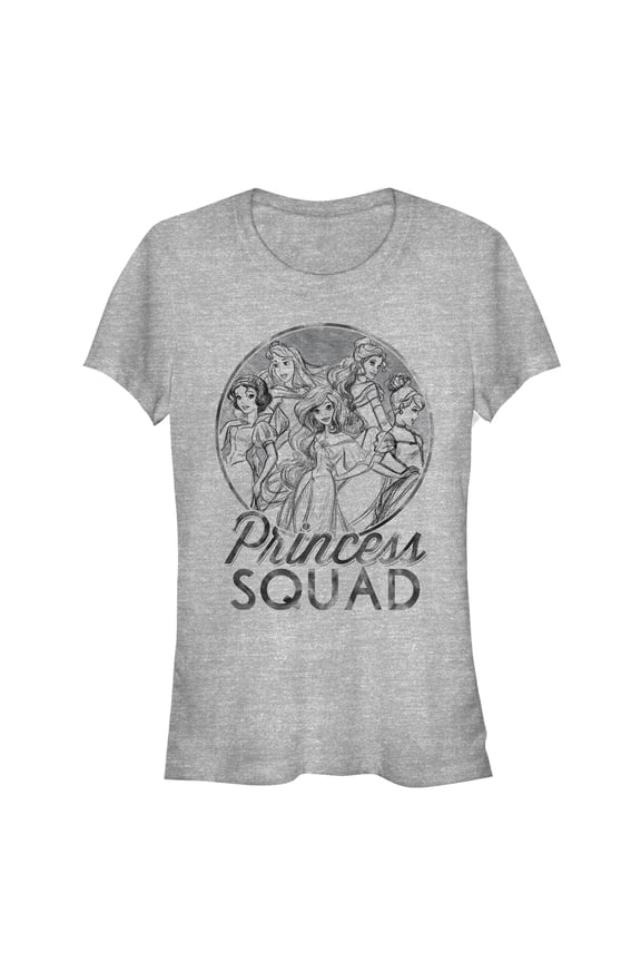 Junior's Disney Princesses Squad  Graphic Tee Athletic Heather Small