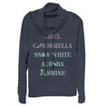 thumbnail image 1 of Junior's Disney Princesses Symbols  Cowl Neck Sweatshirt Navy Blue Medium, 1 of 3