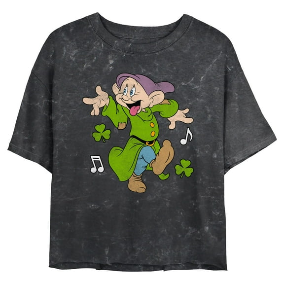 Junior's Disney St. Patrick's Day Dopey Lucky Dance Graphic Crop T-Shirt