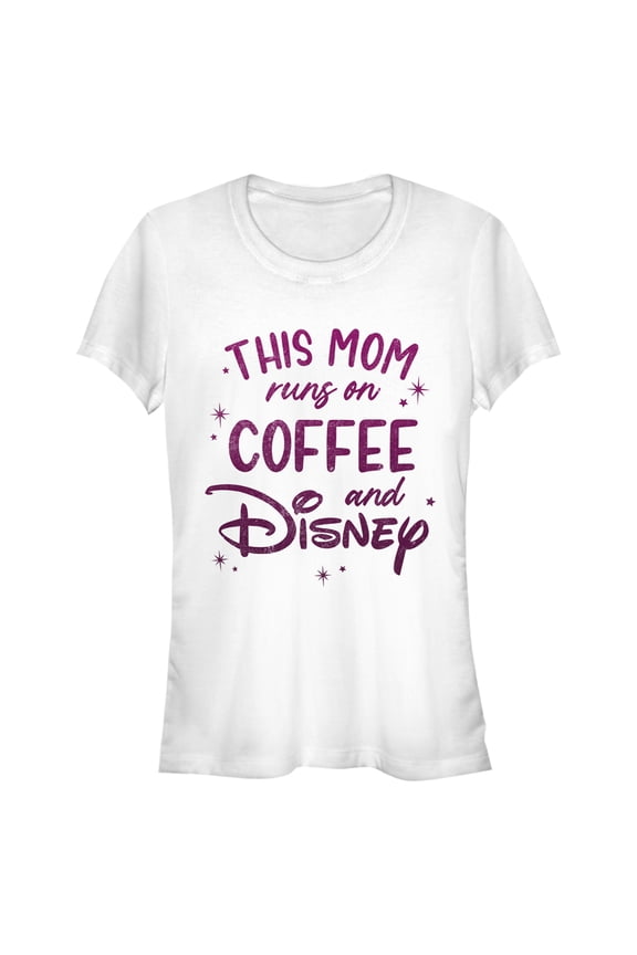 Junior's Disney This Mom Runs On Coffee Graphic Tee White 2X Large
